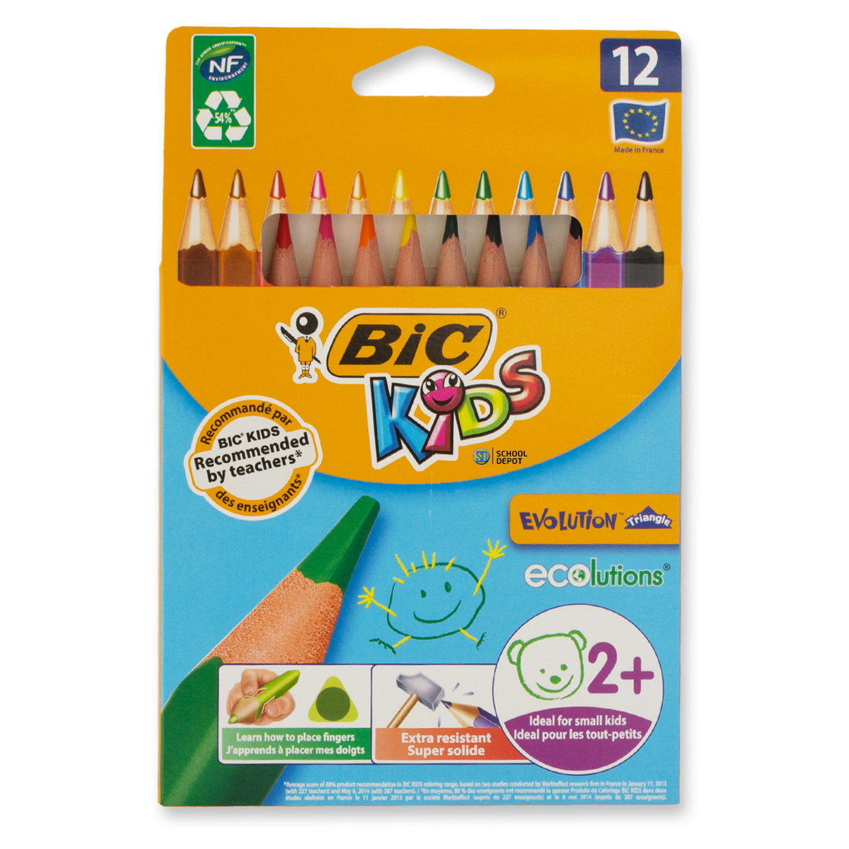 Coloured Pencils BIC Triangular Evolution Pk12